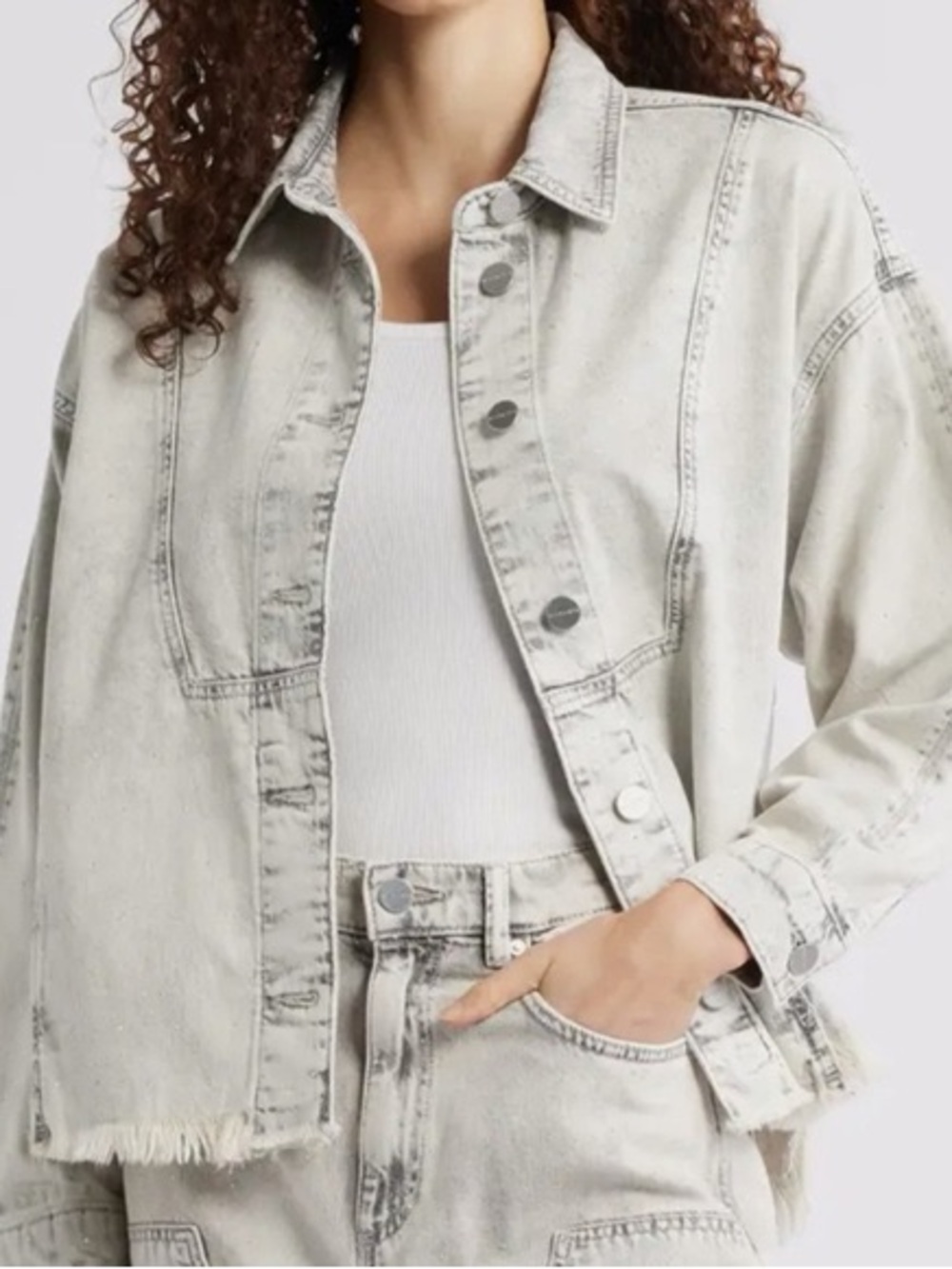 All Saints Light Gray Washed Denim Jacket